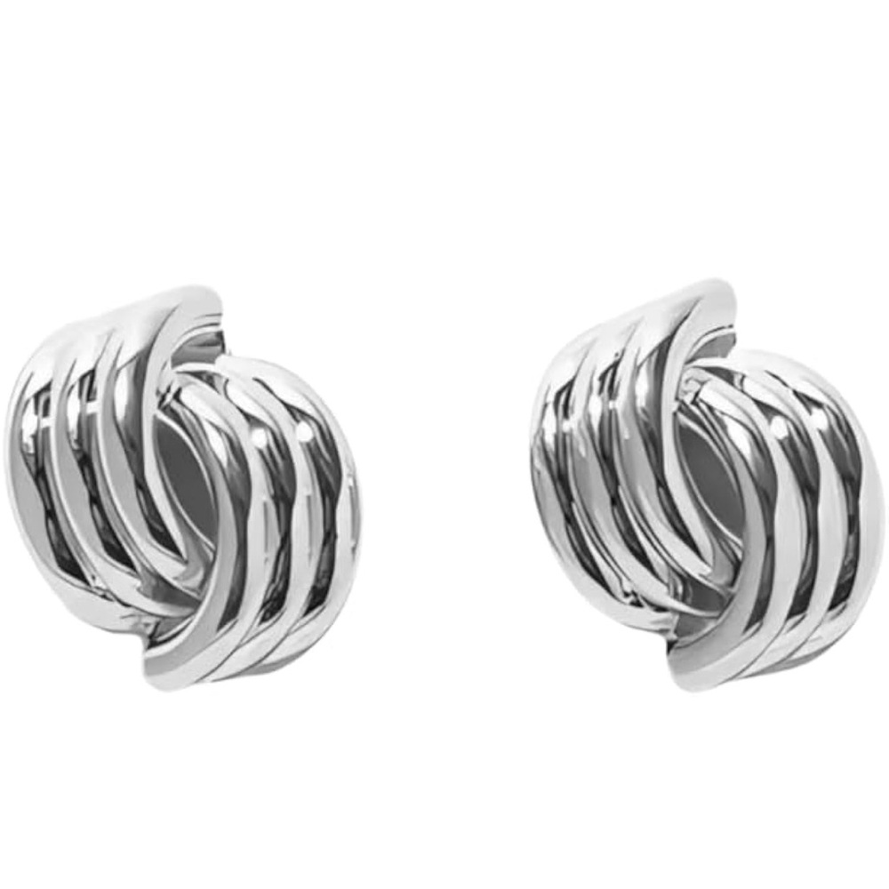 Elegant Silver Knot Stud Earrings